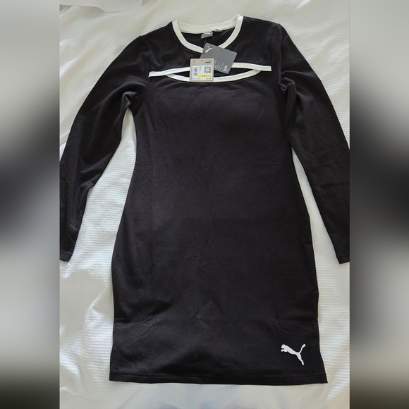 Puma Black and White Long‎ Sleeve Bodycon Dress - Picture 1 of 4